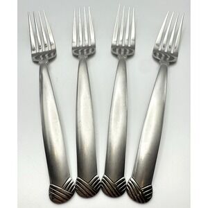 Oneida Rattan Satin Dinner Forks Set 4 Stainless Steel USA Flatware